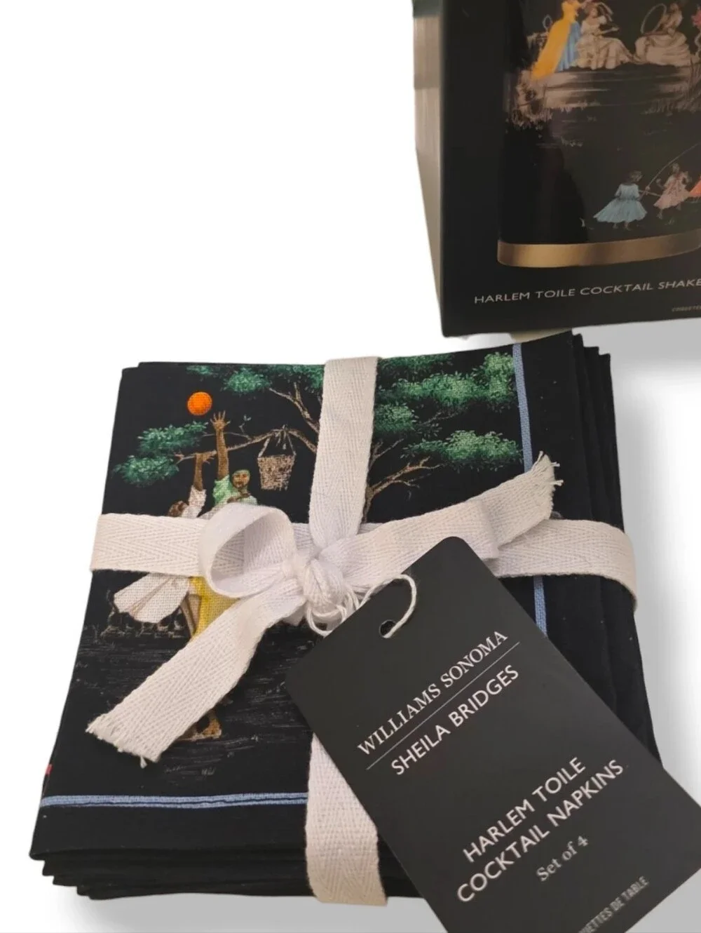 Williams Sonoma Harlem Toile Cocktail Napkins Rare NEW Set Of 4